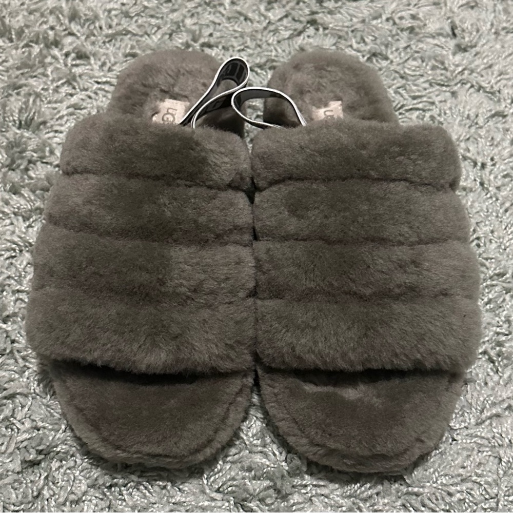 Ugg Fluff Yeah, Army Green Slides, Sz 10, EUC.
